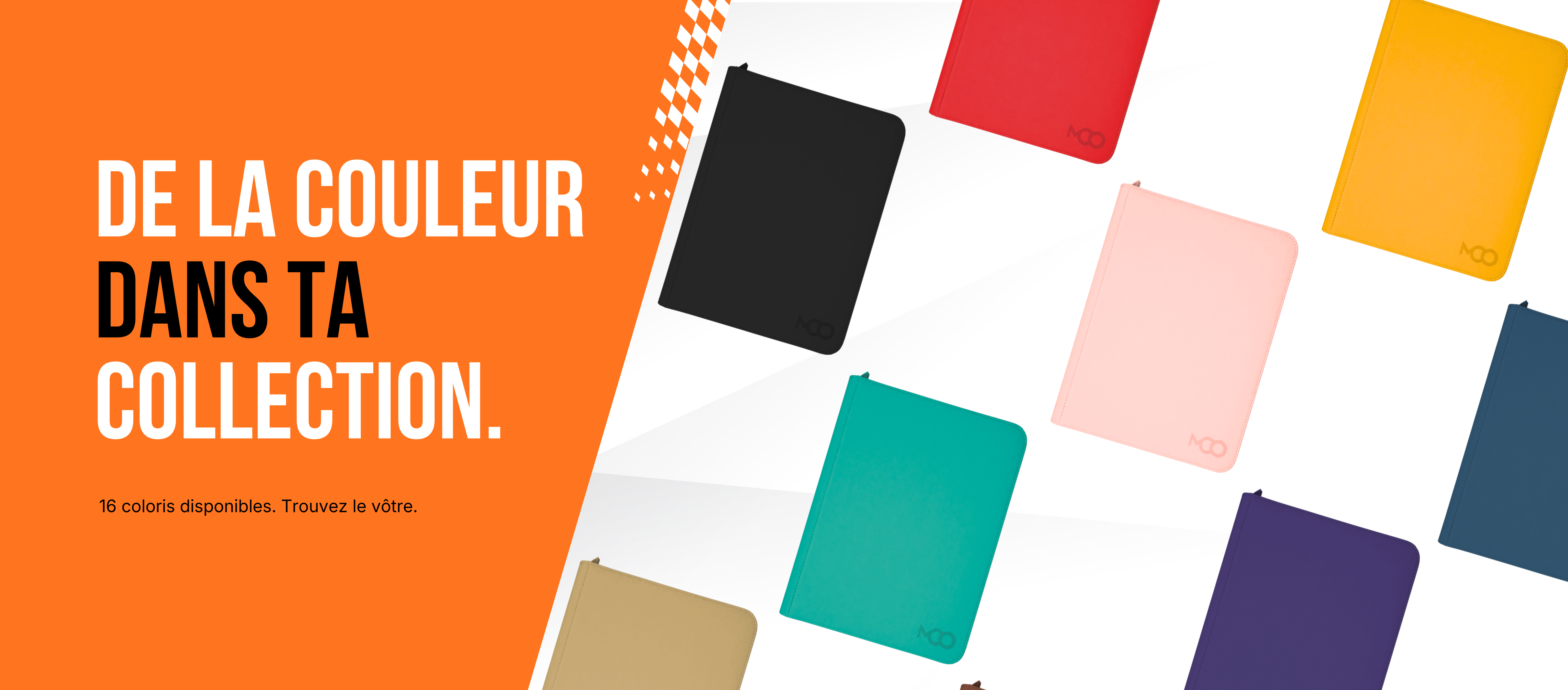 Bannière des classeurs de couleurs de chez MCO Cards